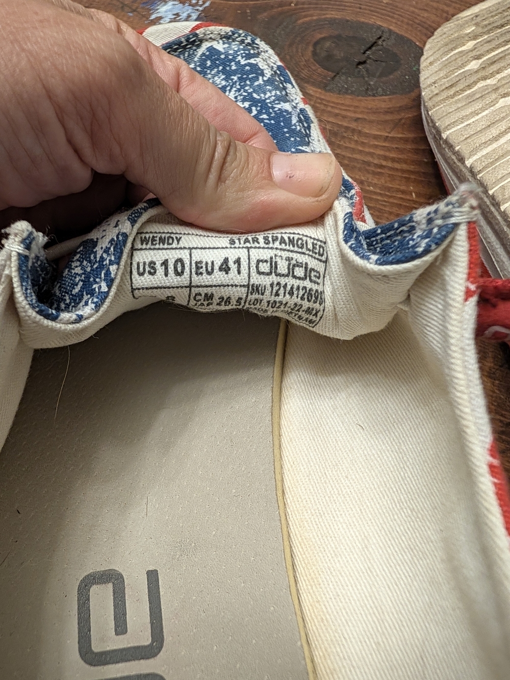 Hey Dude Men's Loafers - Red, White & Blue Flag Print - Picture 4 of 4